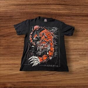 Saigon Tiger Japanese Graphic Tee Black Streetwear Size L